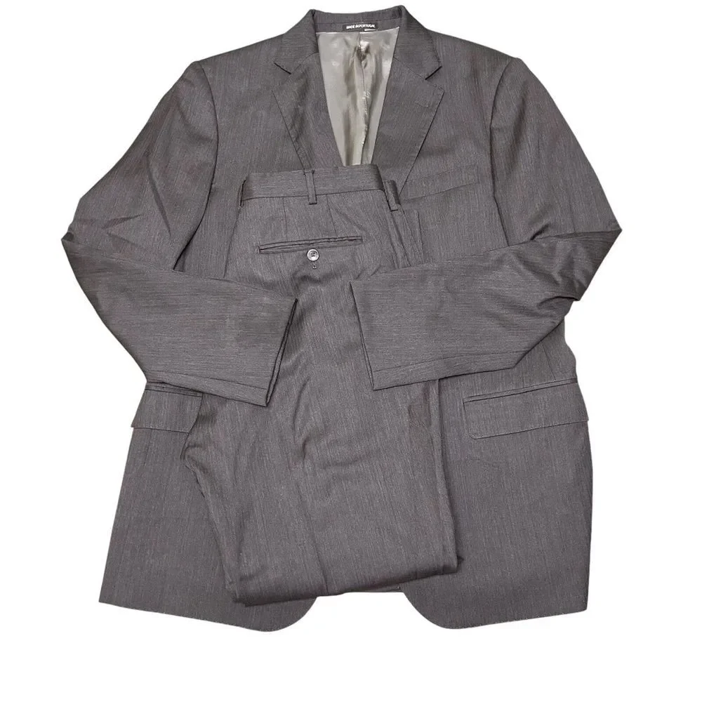J Hilburn Blazer Mens 43R 32x30 Gray Guabello Wool Coat Suit Set